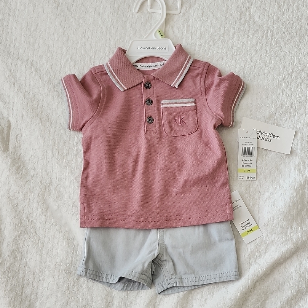 Calvin Klein Kids Polo Shirt in Dusty Rose